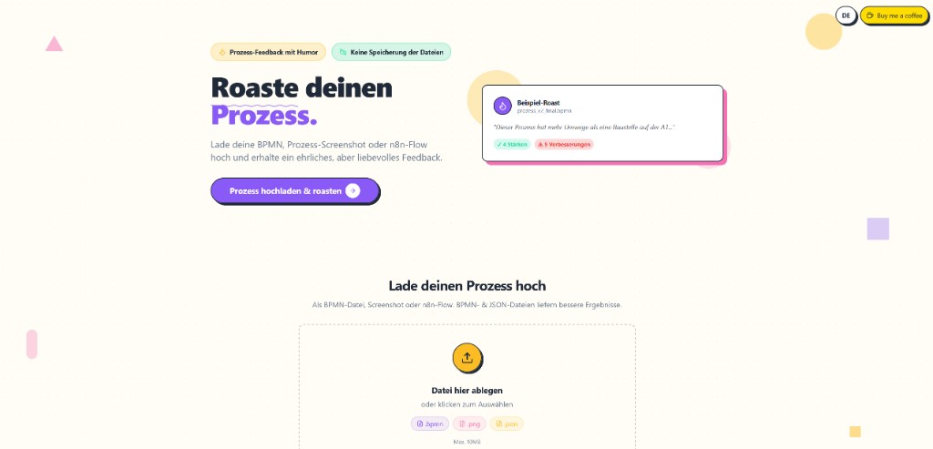 Screenshot von RoastMyProcess